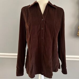 MacDougal & Houston brown long sleeve button up corduroy shirt size L